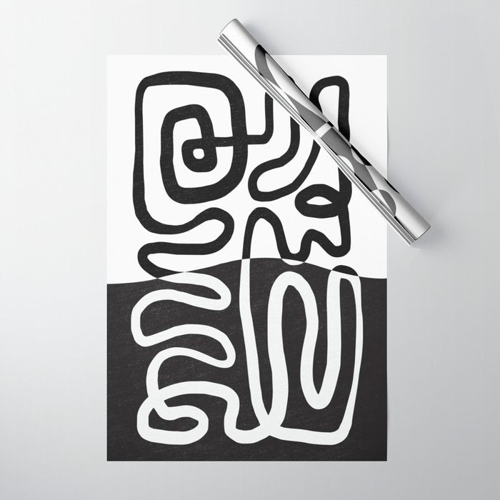 ABSTRACTION 01 | Black and White Abstract Series Wrapping Paper Gallery Image 1
