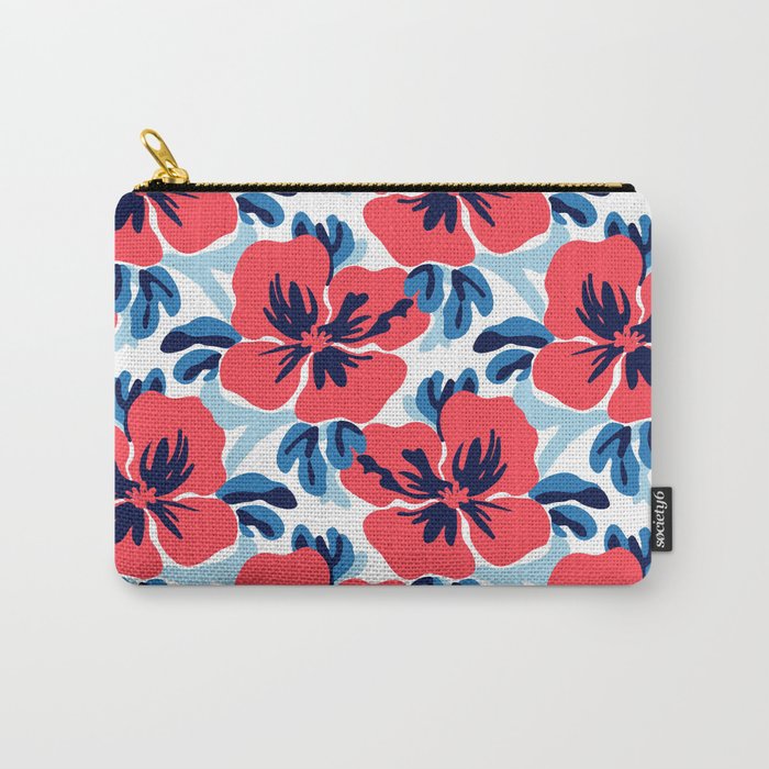 Tropical hibiscus summer flower art pattern Carry All Pouch Gallery Image 1