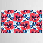 Tropical hibiscus summer flower art pattern Tablecloth Gallery Image 2