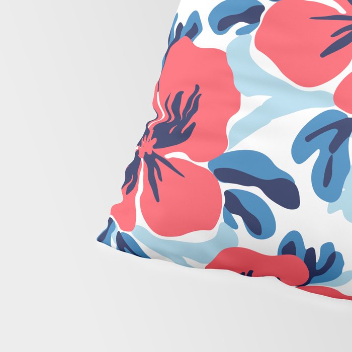 Tropical hibiscus summer flower art pattern Pillow Sham Gallery Image 4