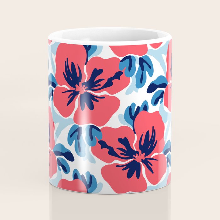 Tropical hibiscus summer flower art pattern Coffee Mug Gallery Image 4