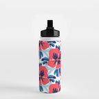 Tropical hibiscus summer flower art pattern Water Bottle Gallery Image 2