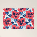 Tropical hibiscus summer flower art pattern Welcome Mat Gallery Image 1