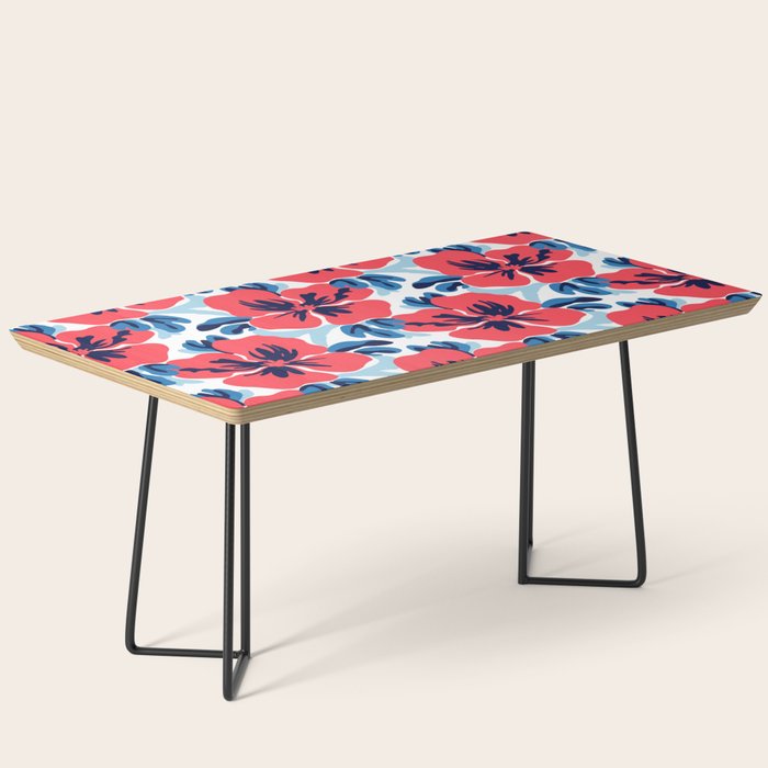 Tropical hibiscus summer flower art pattern Coffee Table Gallery Image 1