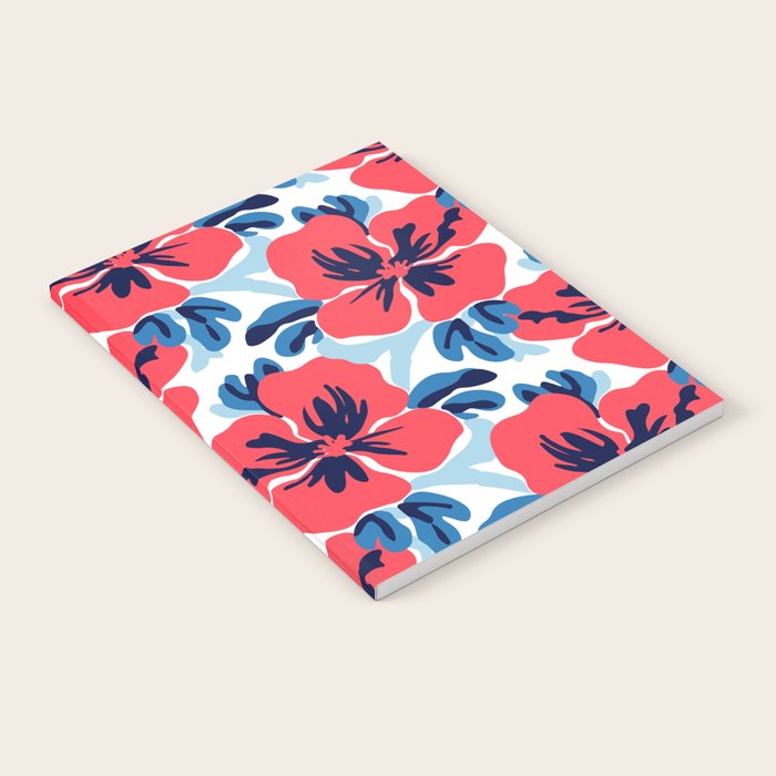 Tropical hibiscus summer flower art pattern Notebook Gallery Image 1