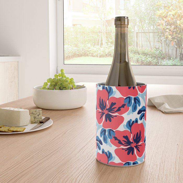 Tropical hibiscus summer flower art pattern Wine Chiller Gallery Image 4