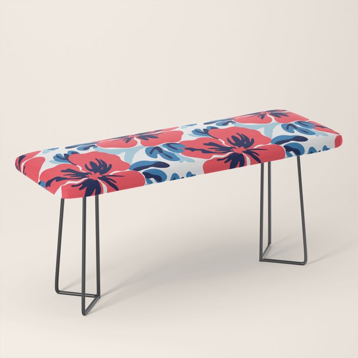 Tropical hibiscus summer flower art pattern Bench Gallery Image 1
