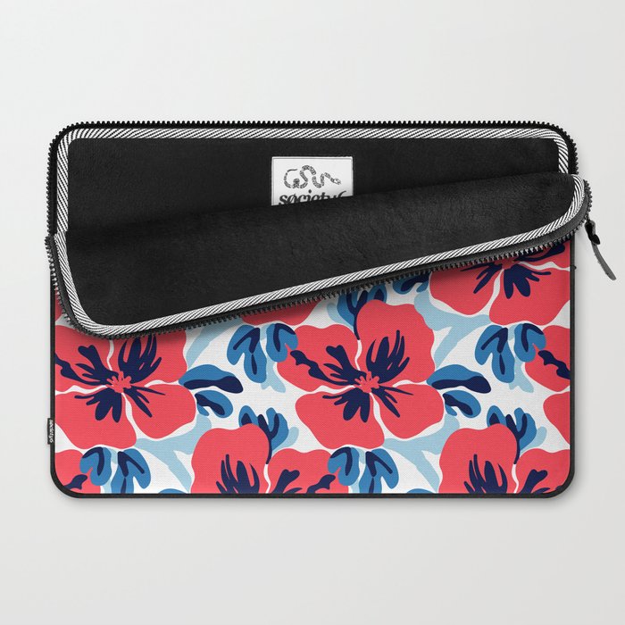 Tropical hibiscus summer flower art pattern Laptop Sleeve Gallery Image 2
