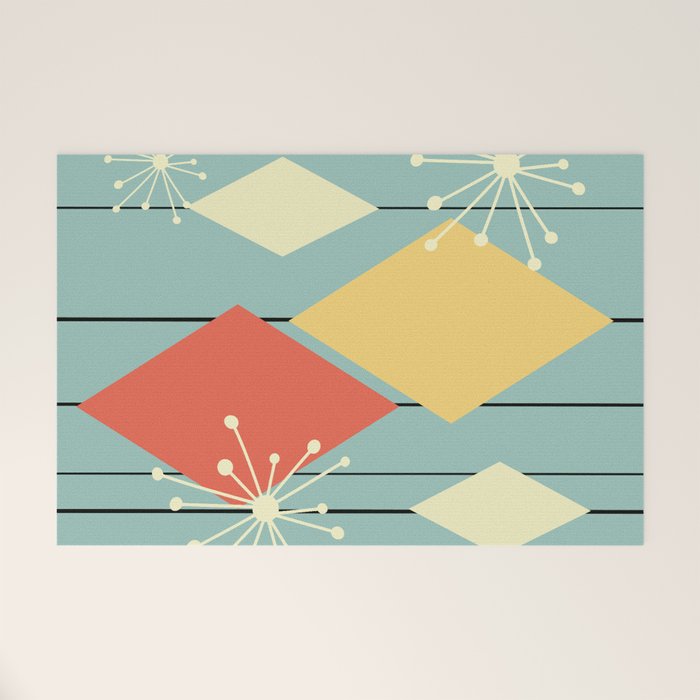 Mid Century Modern Diamonds 1960s colors Welcome Mat Gallery Image 1