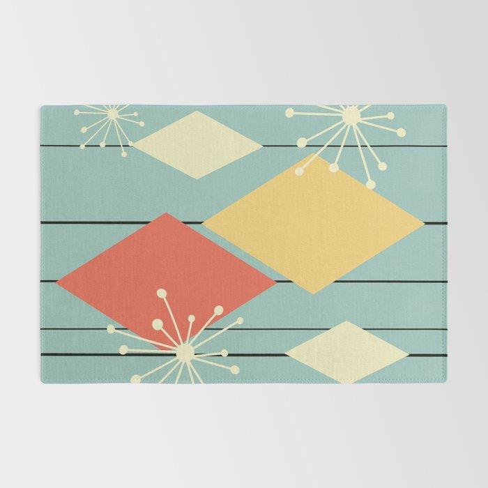 Mid Century Modern Diamonds 1960s colors Rug Gallery Image 2
