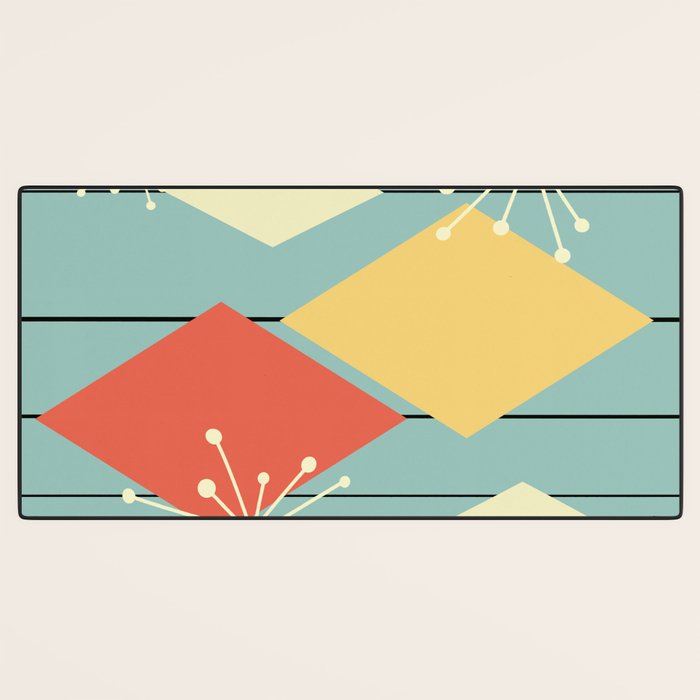 Mid Century Modern Diamonds 1960s colors Desk Mat Gallery Image 3