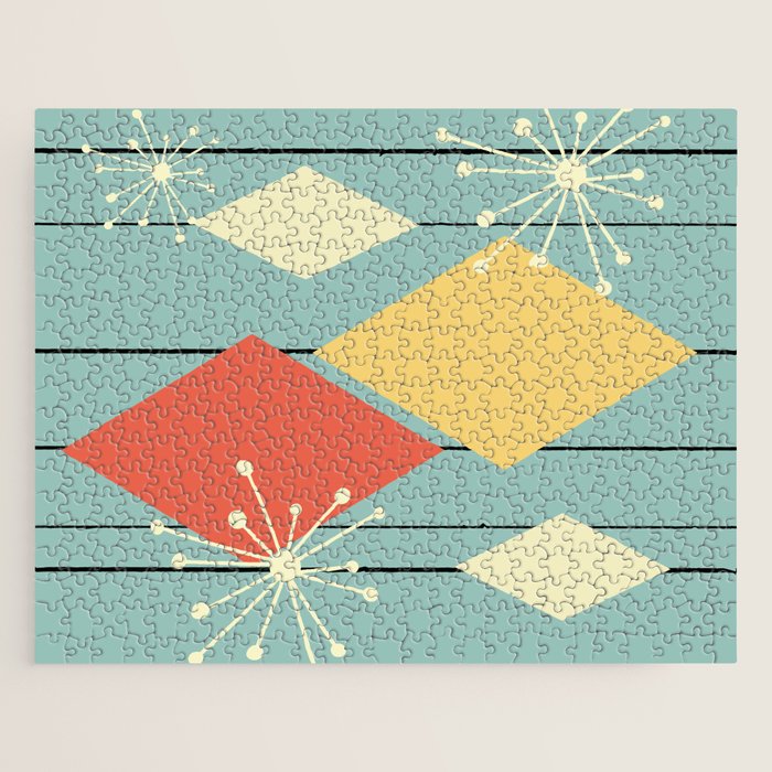 Mid Century Modern Diamonds 1960s colors Jigsaw Puzzle Gallery Image 1