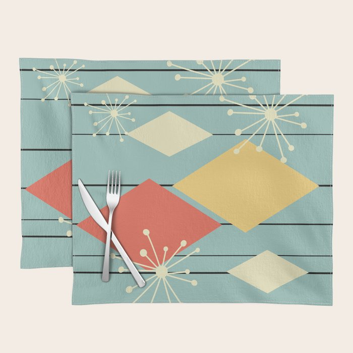 Mid Century Modern Diamonds 1960s colors Placemat Gallery Image 1