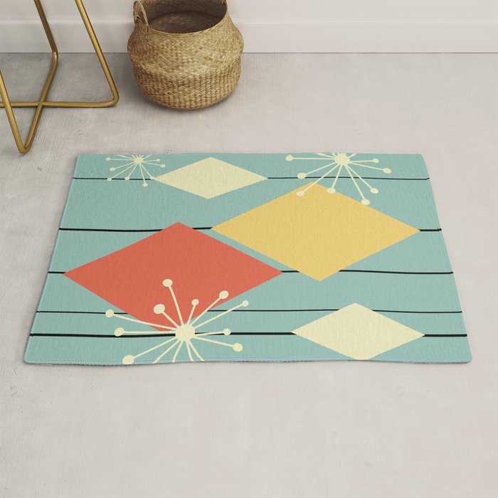 Mid Century Modern Diamonds 1960s colors Rug Gallery Image 1
