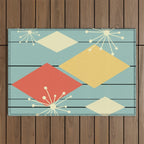 Mid Century Modern Diamonds 1960s colors Outdoor Rug Gallery Image 1