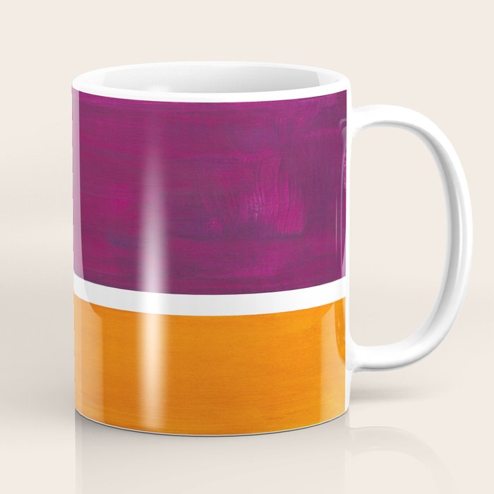 Purple Wine Yellow OchreMid Century Modern Abstract Minimalist Rothko Color Field Squares Coffee Mug Gallery Image 1