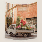 Rome cute van with lots of flowers | Roma street | Travel photography Wall Tapestry Gallery Image 4
