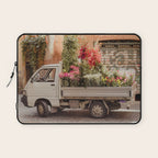 Rome cute van with lots of flowers | Roma street | Travel photography Laptop Sleeve Gallery Image 1