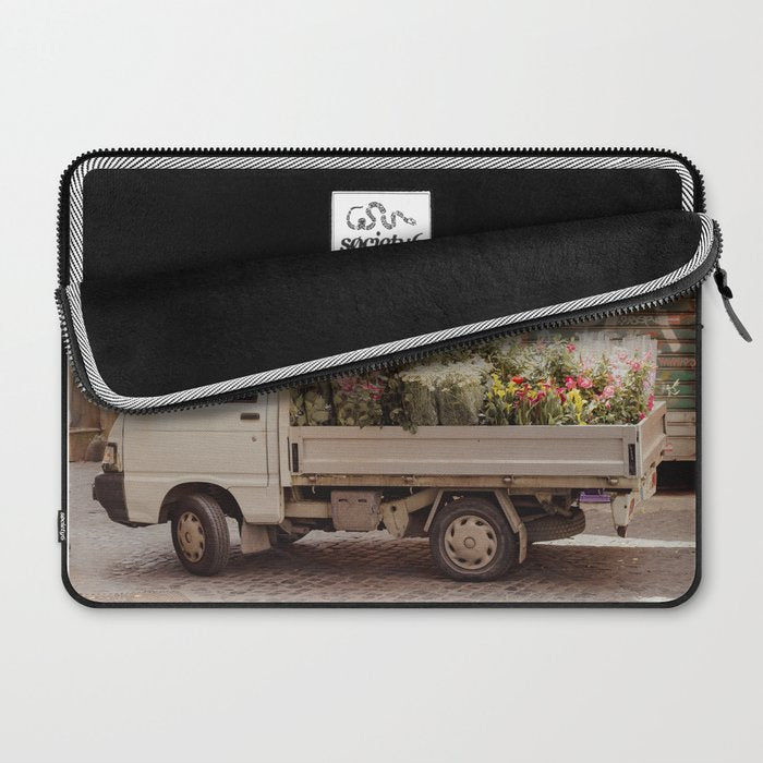 Rome cute van with lots of flowers | Roma street | Travel photography Laptop Sleeve Gallery Image 2