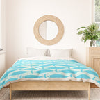 Coastal Ocean Fish Pattern in Blue Aqua Duvet Cover Gallery Image 3