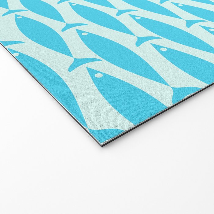 Coastal Ocean Fish Pattern in Blue Aqua Welcome Mat Gallery Image 2
