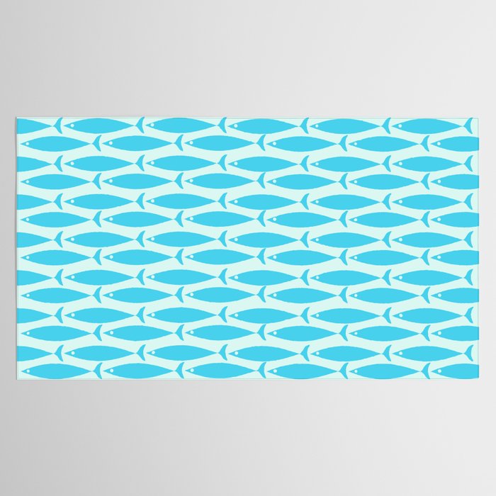 Coastal Ocean Fish Pattern in Blue Aqua Tablecloth Gallery Image 2