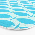 Coastal Ocean Fish Pattern in Blue Aqua Bath Mat Gallery Image 3