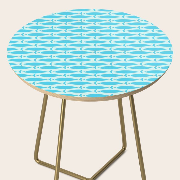 Coastal Ocean Fish Pattern in Blue Aqua Side Table Gallery Image 2