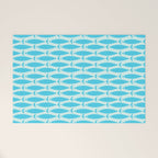 Coastal Ocean Fish Pattern in Blue Aqua Welcome Mat Gallery Image 1