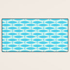 Coastal Ocean Fish Pattern in Blue Aqua Desk Mat Gallery Image 3