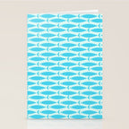 Coastal Ocean Fish Pattern in Blue Aqua Stationery Card Gallery Image 2