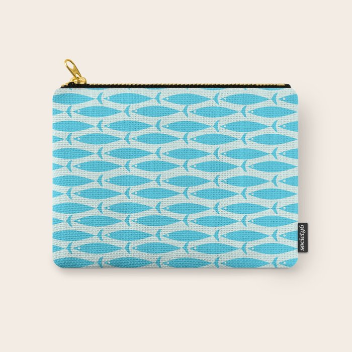 Coastal Ocean Fish Pattern in Blue Aqua Carry All Pouch Gallery Image 1