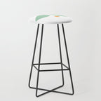 Bird Family in Celadon and Mustard on White. Minimalist Midcentury Scandinavian Stool Gallery Image 1
