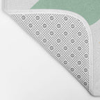 Bird Family in Celadon and Mustard on White. Minimalist Midcentury Scandinavian Bath Mat Gallery Image 2