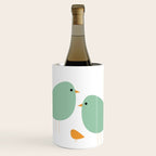 Bird Family in Celadon and Mustard on White. Minimalist Midcentury Scandinavian Wine Chiller Gallery Image 1