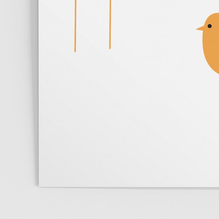 Bird Family in Celadon and Mustard on White. Minimalist Midcentury Scandinavian Poster Gallery Image 3