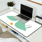 Bird Family in Celadon and Mustard on White. Minimalist Midcentury Scandinavian Desk Mat Gallery Image 2