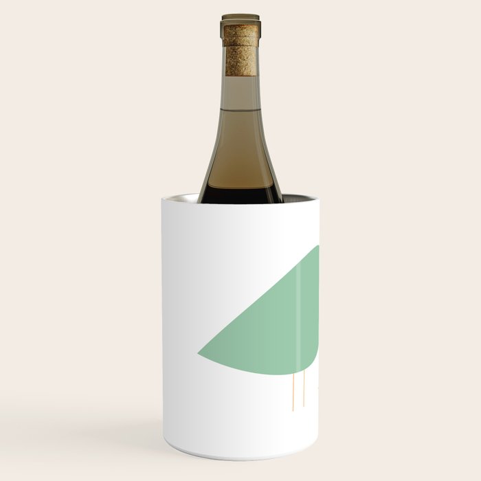 Bird Family in Celadon and Mustard on White. Minimalist Midcentury Scandinavian Wine Chiller Gallery Image 2