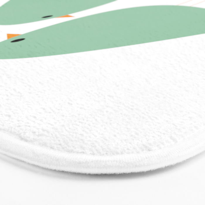 Bird Family in Celadon and Mustard on White. Minimalist Midcentury Scandinavian Bath Mat Gallery Image 3
