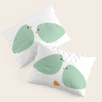 Bird Family in Celadon and Mustard on White. Minimalist Midcentury Scandinavian Pillow Sham Gallery Image 3