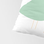 Bird Family in Celadon and Mustard on White. Minimalist Midcentury Scandinavian Pillow Sham Gallery Image 4