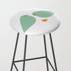 Bird Family in Celadon and Mustard on White. Minimalist Midcentury Scandinavian Stool Gallery Image 2