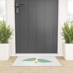 Bird Family in Celadon and Mustard on White. Minimalist Midcentury Scandinavian Welcome Mat Gallery Image 3