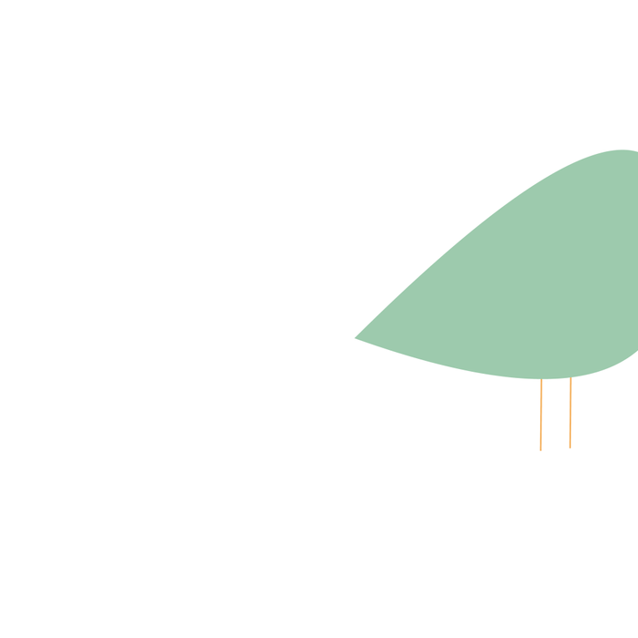 Bird Family in Celadon and Mustard on White. Minimalist Midcentury Scandinavian Coffee Mug Gallery Image 2