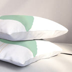 Bird Family in Celadon and Mustard on White. Minimalist Midcentury Scandinavian Pillow Sham Gallery Image 3
