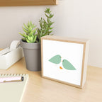 Bird Family in Celadon and Mustard on White. Minimalist Midcentury Scandinavian Mini Art Print Gallery Image 2