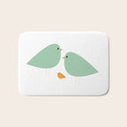 Bird Family in Celadon and Mustard on White. Minimalist Midcentury Scandinavian Bath Mat Gallery Image 1