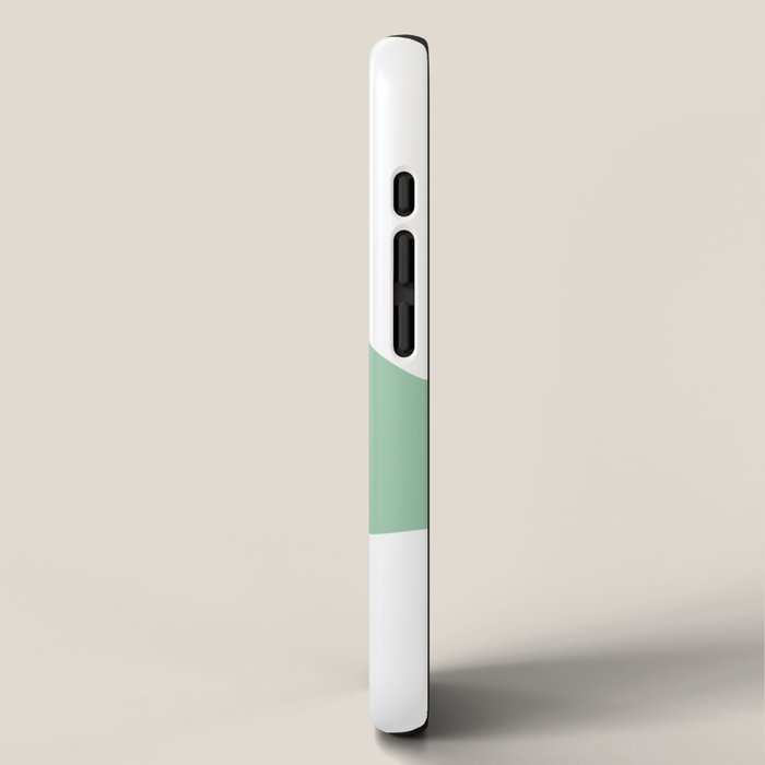 Bird Family in Celadon and Mustard on White. Minimalist Midcentury Scandinavian iPhone Case Gallery Image 2