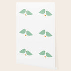 Bird Family in Celadon and Mustard on White. Minimalist Midcentury Scandinavian Wallpaper Gallery Image 2