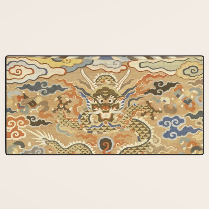 Antique 17th Century Golden Chinese Dragon Desk Mat Gallery Image 3